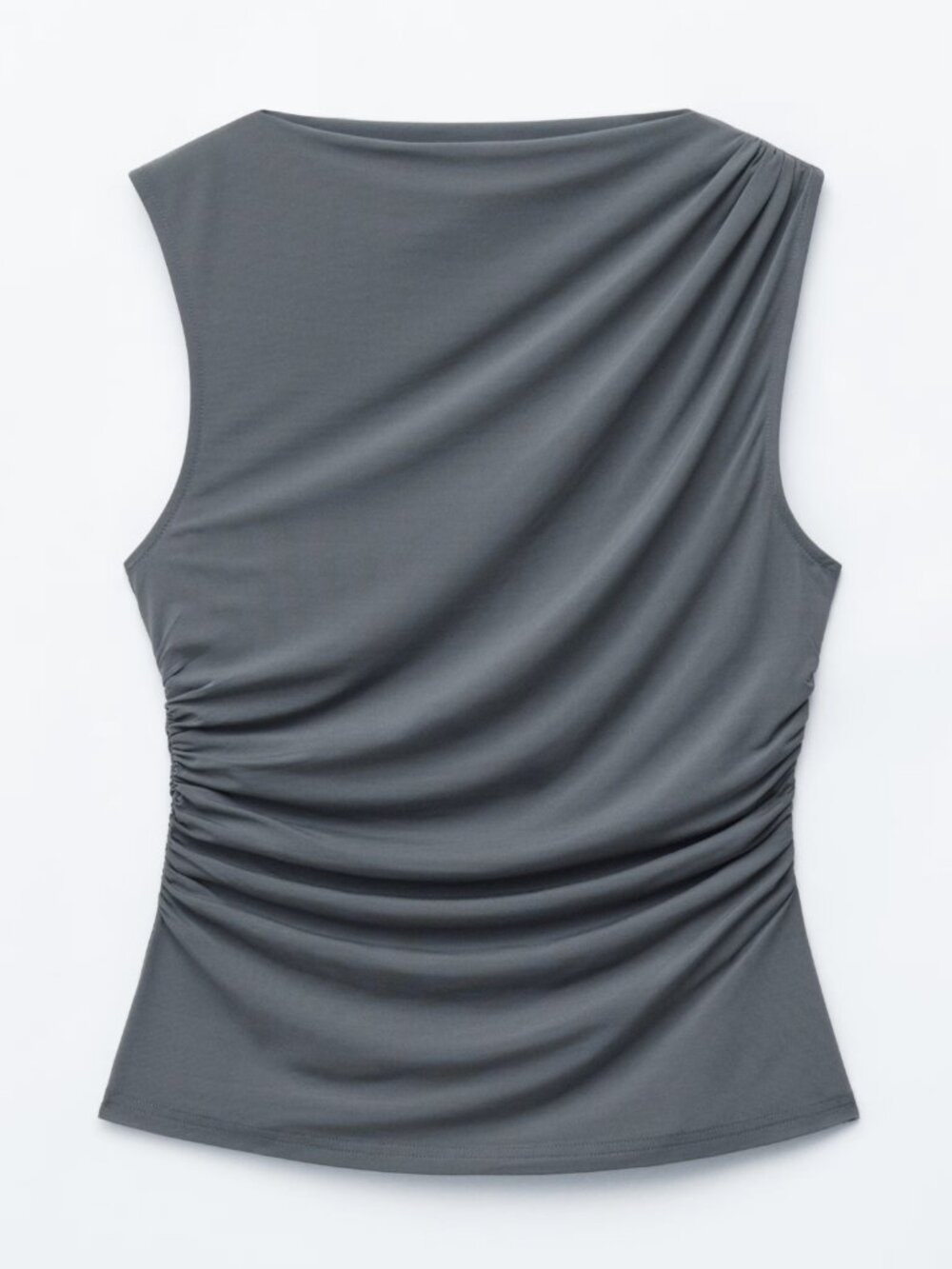 & Other Stories Draped Jersey Top Dark Grey Size S NWT